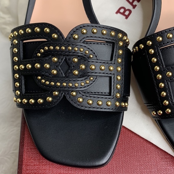 Bally‎ Peoni 40mm Studded Leather Slide Mules sz 38 - Picture 8 of 8
